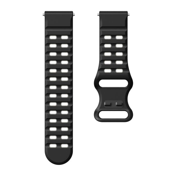 22mm Double-row Hole Studded Buckle Silicone Watch Band(Black Grey) - free shipping - PMc TechLife - Order now!