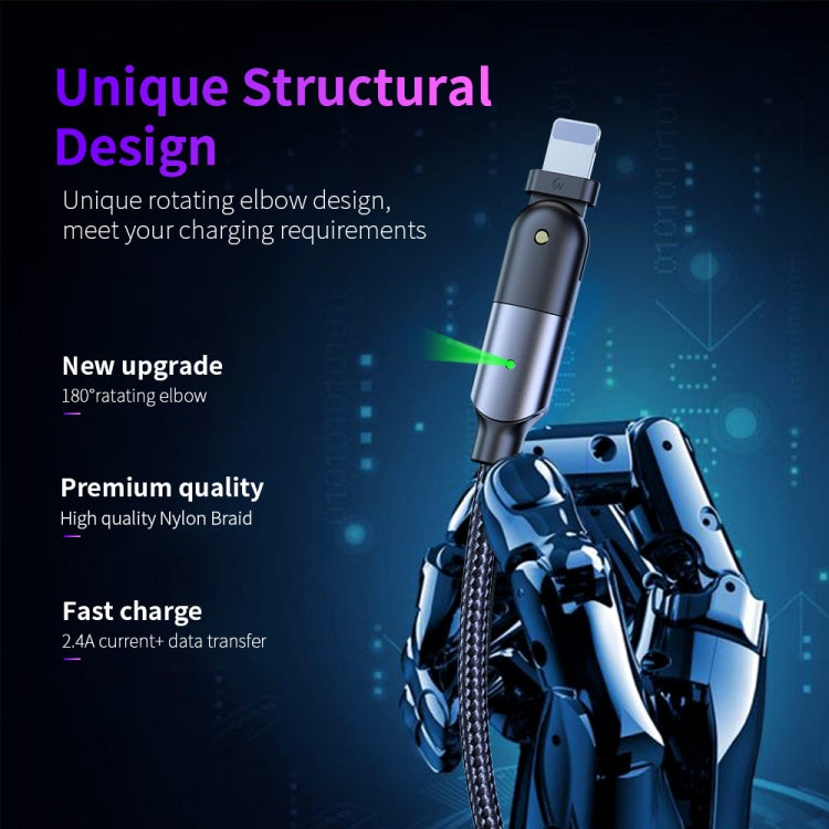 FXCL-WYA09 2.4A USB to 8 Pin 180 Degree Rotating Elbow Charging Cable, Length:2m(Red) - free shipping - PMC Jewellery - Order now!