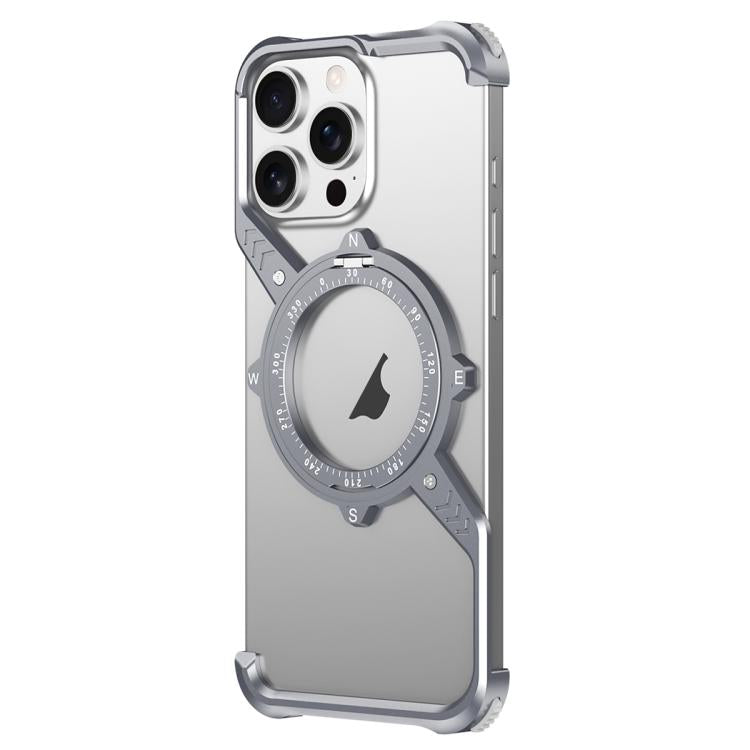 For iPhone 13 Pro Max S Shaped 360 Holder Airbag Frameless MagSafe Metal Phone Case(Space Gray) - free shipping - PMC TechLife - Order now!
