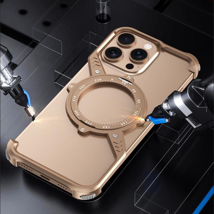 For iPhone 15 S Shaped 360 Holder Airbag Frameless MagSafe Metal Phone Case(Black) - free shipping - PMC TechLife - Order now!