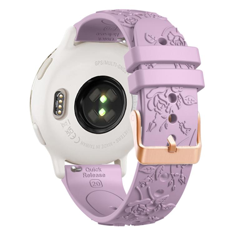 20mm Embossed Rose Gold Buckle Silicone Watch Band(Light Purple) - free shipping - PMc TechLife - Order now!