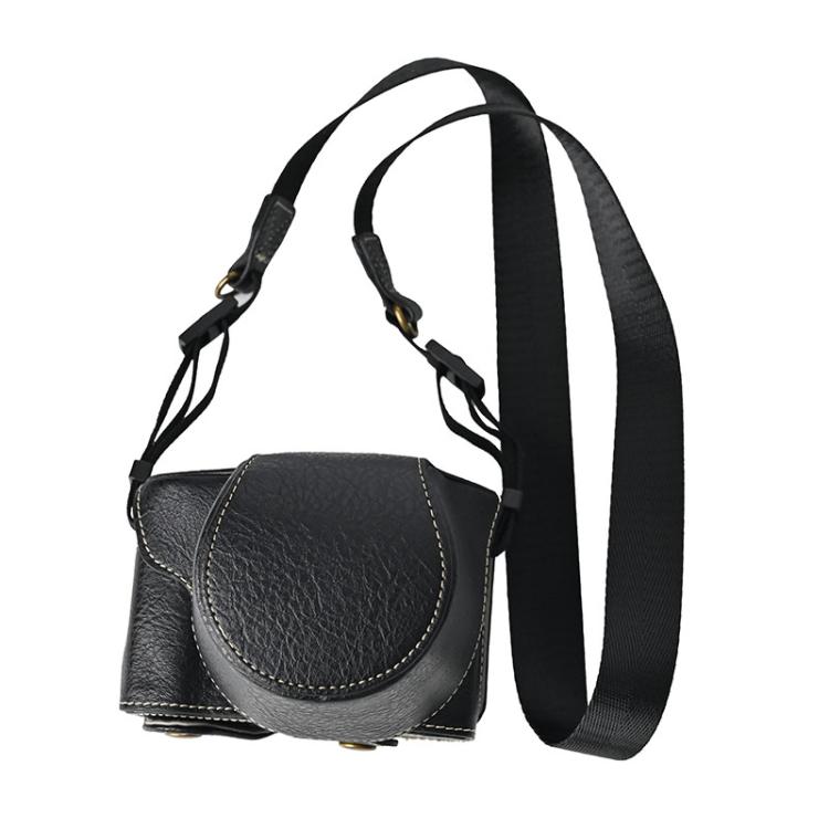 For FUJIFILM X-M5 Retro Litchi Texture Leather Full Body Camera Case Bag with Strap(Black) - free shipping - PMC TechLife - Order now!
