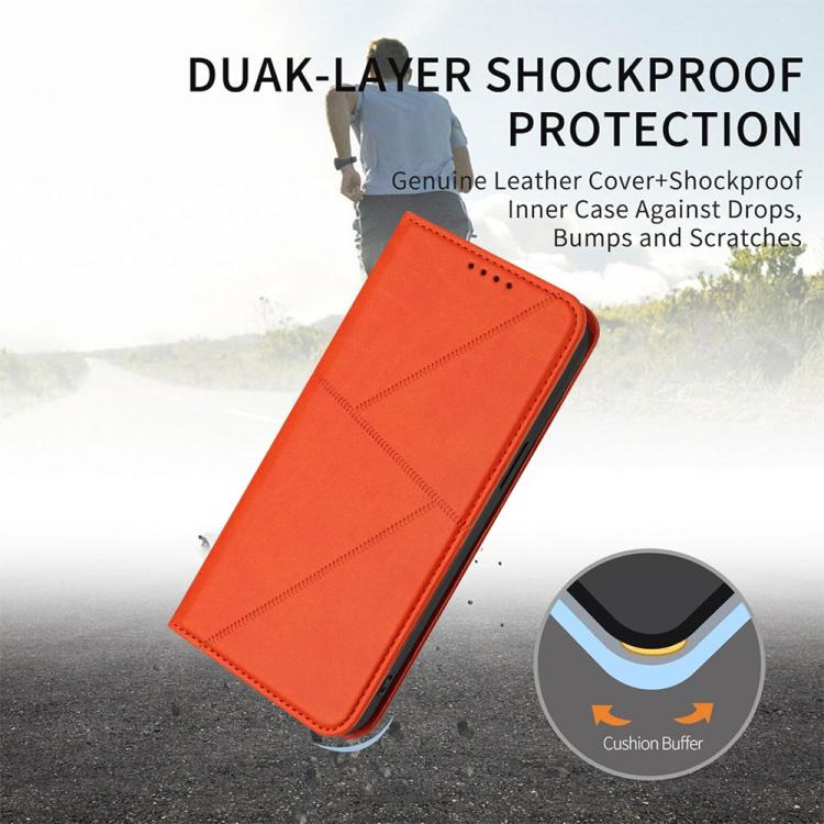 For iPhone 17 Strong Magnetic Frosted Flip Leather Phone Case(Orange) - free shipping - PMc TechLife - Order now!