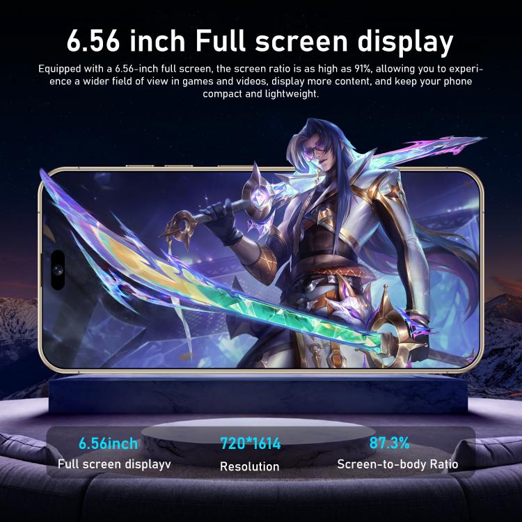 I16 Pro Max / RAi3, 3GB+64GB, 6.56 inch Android 10 MTK6739 Quad Core, Network: 4G, Dual SIM, Plug:UK Plug(Gold) - free shipping - PMc TechLife - Order now!