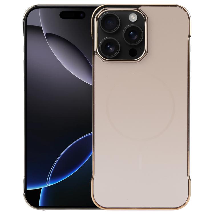 For iPhone 16 Pro Electroplating Frameless Frosted Anti-Glare PC MagSafe Phone Case(Desert Gold) - free shipping - PMC TechLife - Order now!