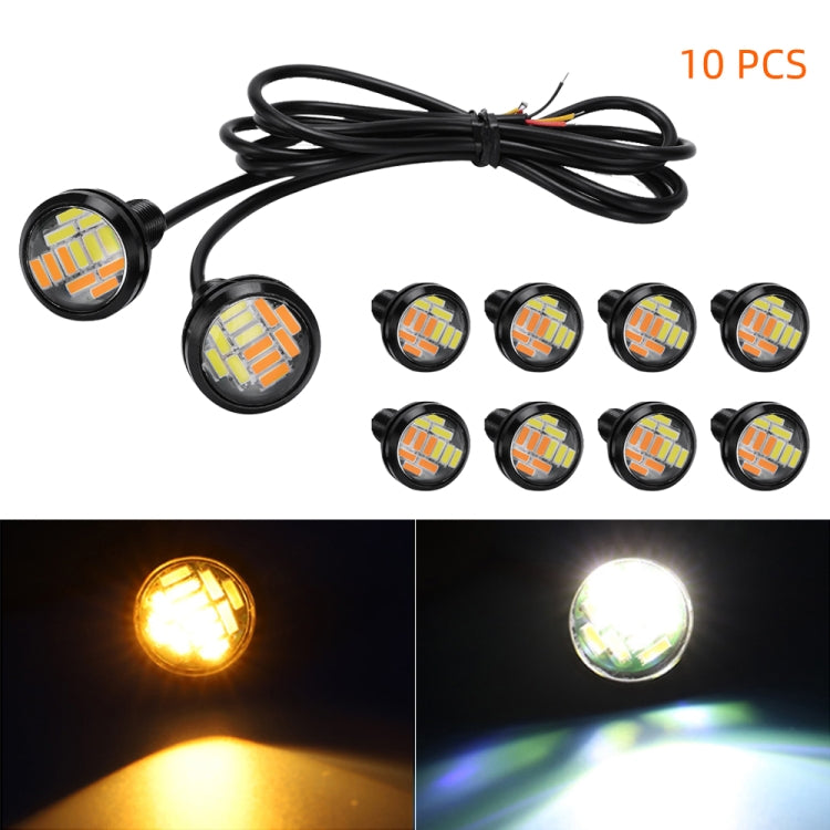 10 PCS 23mm 12LEDs SMD-4014 DC9-80V Motorcycle Eagle Eye Light(White and Yellow Light) - Eagle Eye Lamps by PMC Jewellery | Online Shopping South Africa | PMC Jewellery | Buy Now Pay Later Mobicred