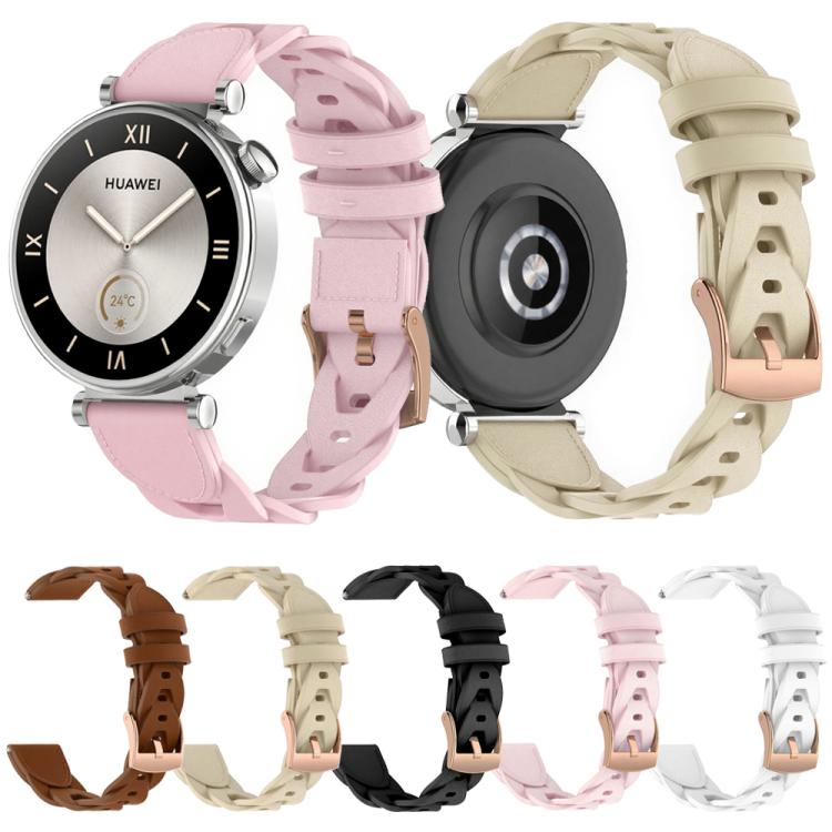 18mm Rose Gold Buckle Twist Leather Watch Band(Brown) - free shipping - PMC TechLife - Order now!