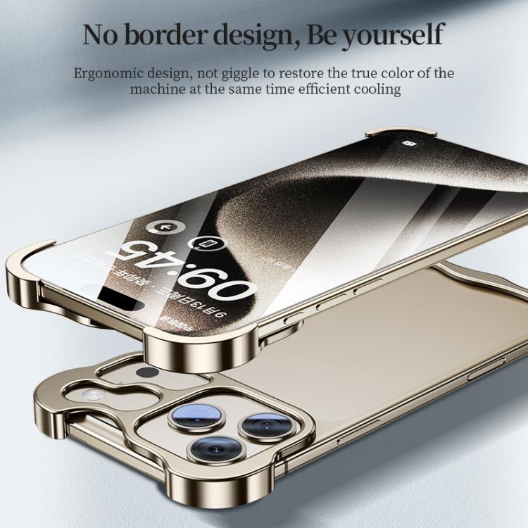 For iPhone 17 Pro Max Frameless Metal Corner Pad Phone Case with Lens Film(Titanium) - free shipping - PMC TechLife - Order now!