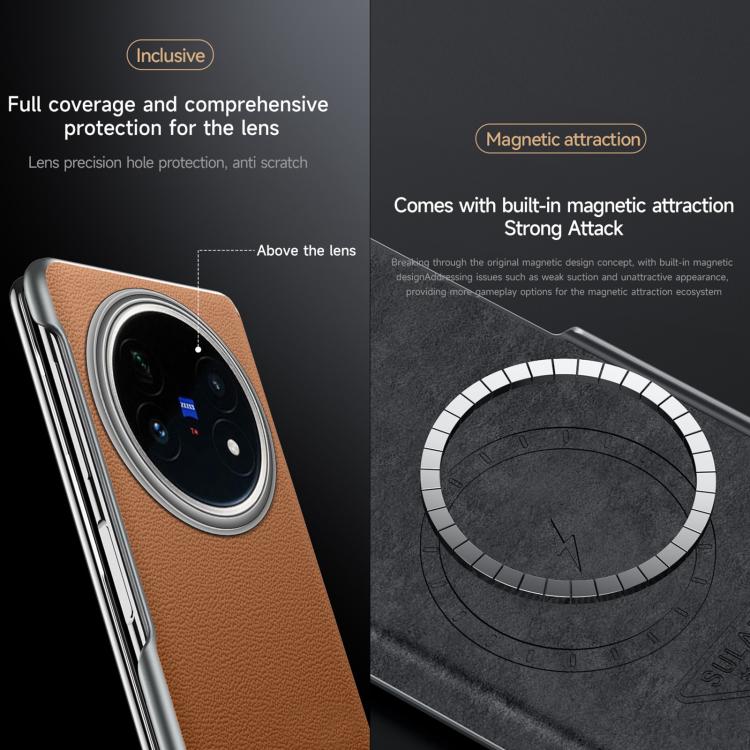 For vivo X Fold5 SULADA Frameless Top Layer Cowhide Leather PC Phone Case(Brown) - free shipping - PMC TechLife - Order now!