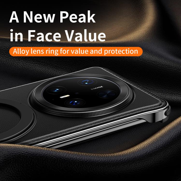 For Huawei Mate 60 Metal Frameless Plain Leather MagSafe Holder Phone Case(Brown) - free shipping - PMC TechLife - Order now!