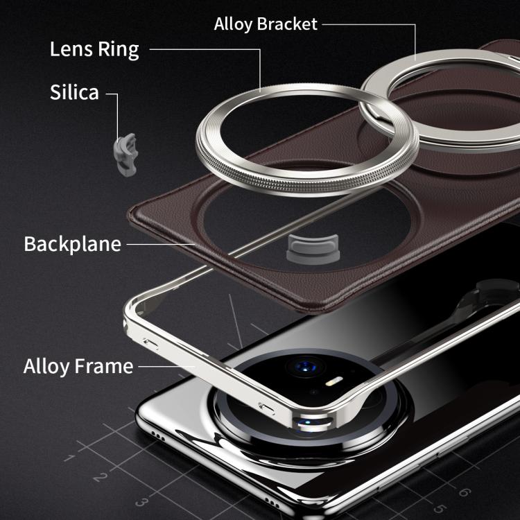 For Huawei Mate 70 Pro+ Metal Frameless Plain Leather MagSafe Holder Phone Case(Brown) - free shipping - PMC TechLife - Order now!