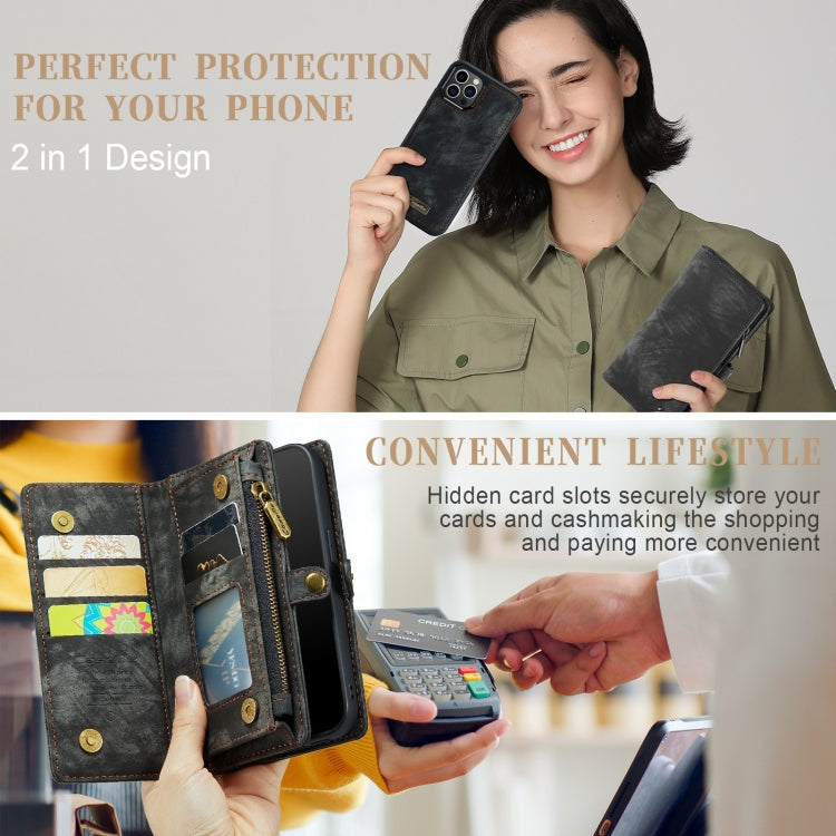 For iPhone 12 Pro Max CaseMe-008 Detachable Multifunctional Wallet Leather Phone Case (Black) - free shipping - PMC Jewellery - Order now!