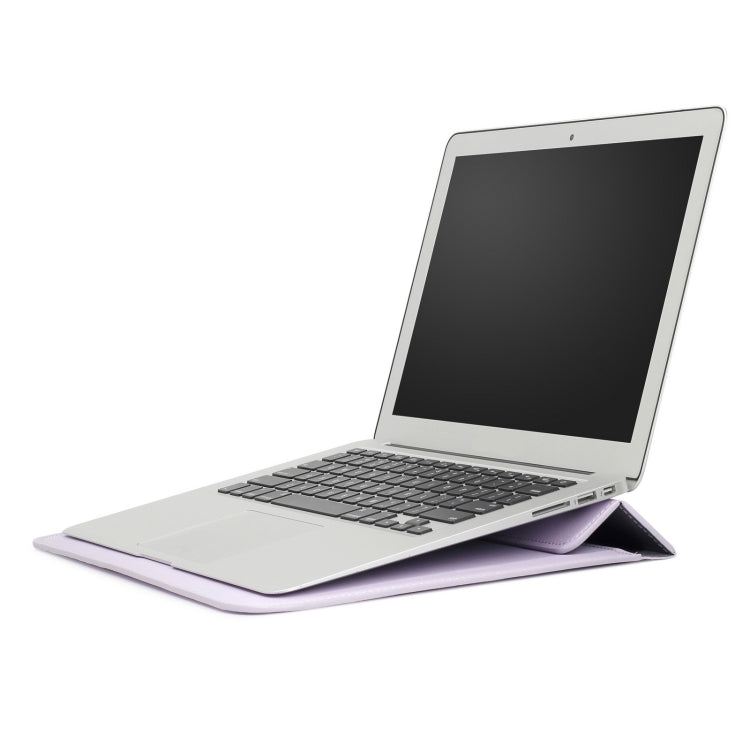 PU Leather Ultra-thin Envelope Bag Laptop Bag for MacBook Air / Pro 13 inch, with Stand Function(Light Purple) - Protective Bags by PMC Jewellery | Online Shopping South Africa | PMC Jewellery | Buy Now Pay Later Mobicred