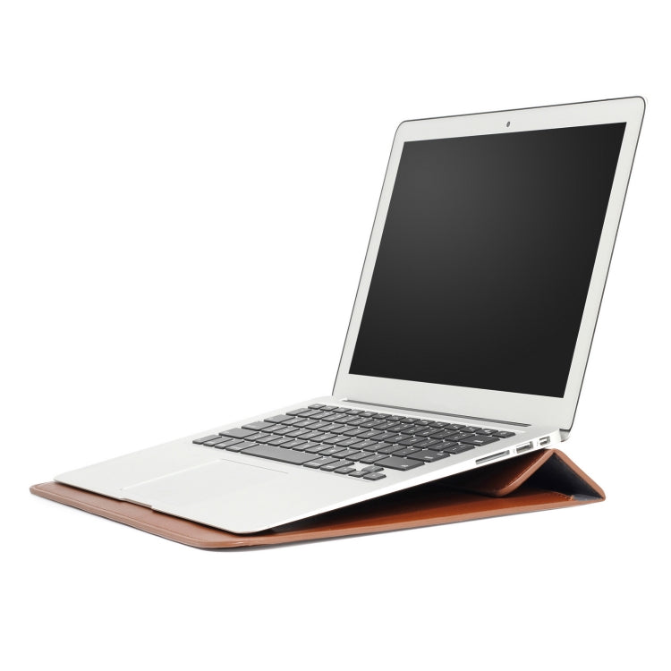 PU Leather Ultra-thin Envelope Bag Laptop Bag for MacBook Air / Pro 13 inch, with Stand Function(Brown) - Protective Bags by PMC Jewellery | Online Shopping South Africa | PMC Jewellery | Buy Now Pay Later Mobicred