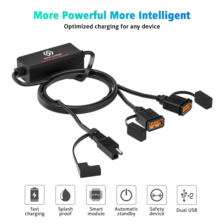 WUPP CS-1186A1 Motorcycle SAE Dual USB Fast Charging Charger - Battery Charger by WUPP | Online Shopping South Africa | PMC Jewellery