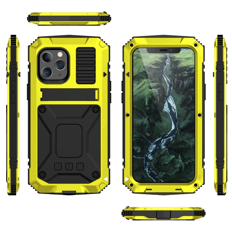 For iPhone 12 Pro Max R-JUST Shockproof Waterproof Dust-proof Metal + Silicone Protective Case with Holder(Yellow) - iPhone 12 Pro Max Cases by R-JUST | Online Shopping South Africa | PMC Jewellery