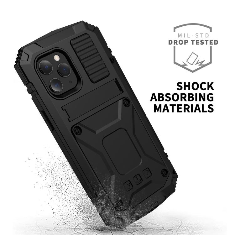 For iPhone 12 mini R-JUST Shockproof Waterproof Dust-proof Metal + Silicone Protective Case with Holder (Black) - iPhone 12 mini Cases by R-JUST | Online Shopping South Africa | PMC Jewellery