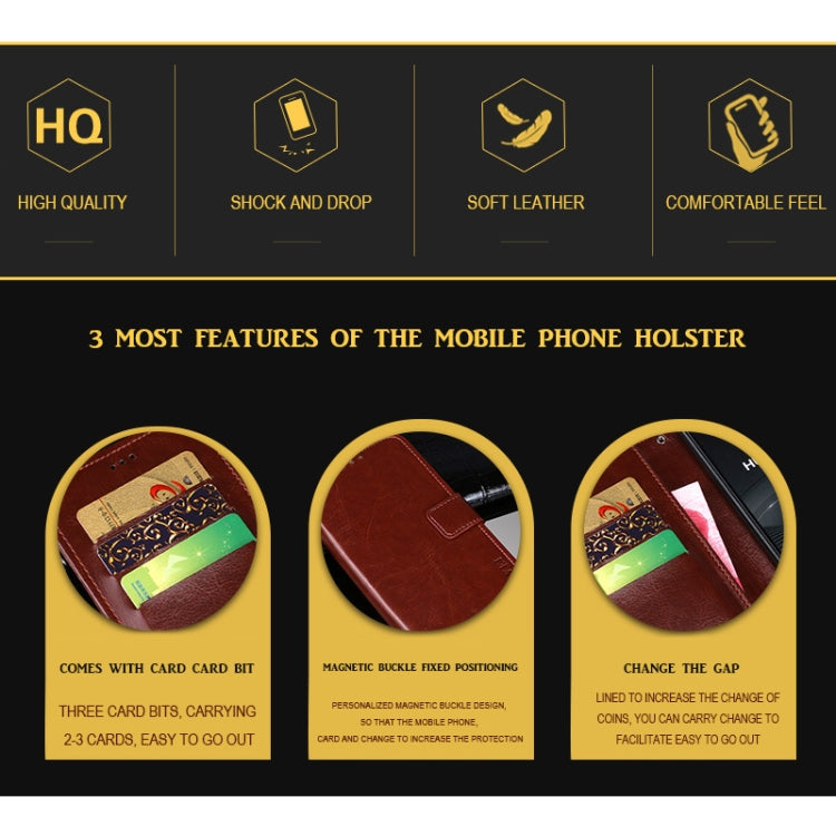 For Wiko View5 Plus idewei Crazy Horse Texture Horizontal Flip Leather Case with Holder & Card Slots & Wallet(Brown) - More Brand by idewei | Online Shopping South Africa | PMC Jewellery | Buy Now Pay Later Mobicred