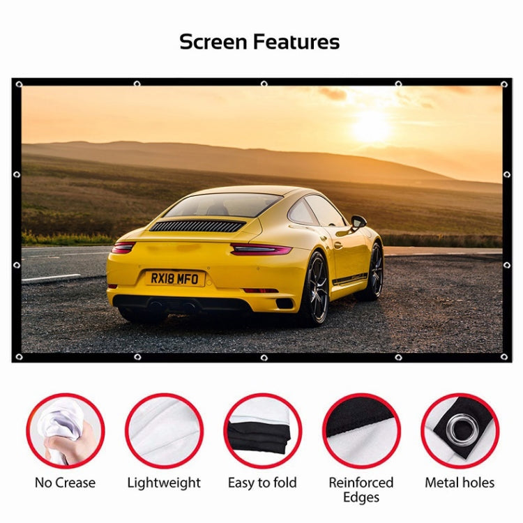 Simple Folding Thin Polyester Projector Film Curtain, Size:120 inch (16:9) Projection Area: 265 x 150cm - free shipping - PMC TechLife - Order now!