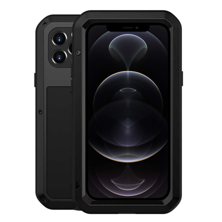 For iPhone 12 Pro LOVE MEI Metal Shockproof Life Waterproof Dustproof Protective Case(Black) - iPhone 12 / 12 Pro Cases by LOVE MEI | Online Shopping South Africa | PMC TechLife | Buy Now Pay Later Mobicred