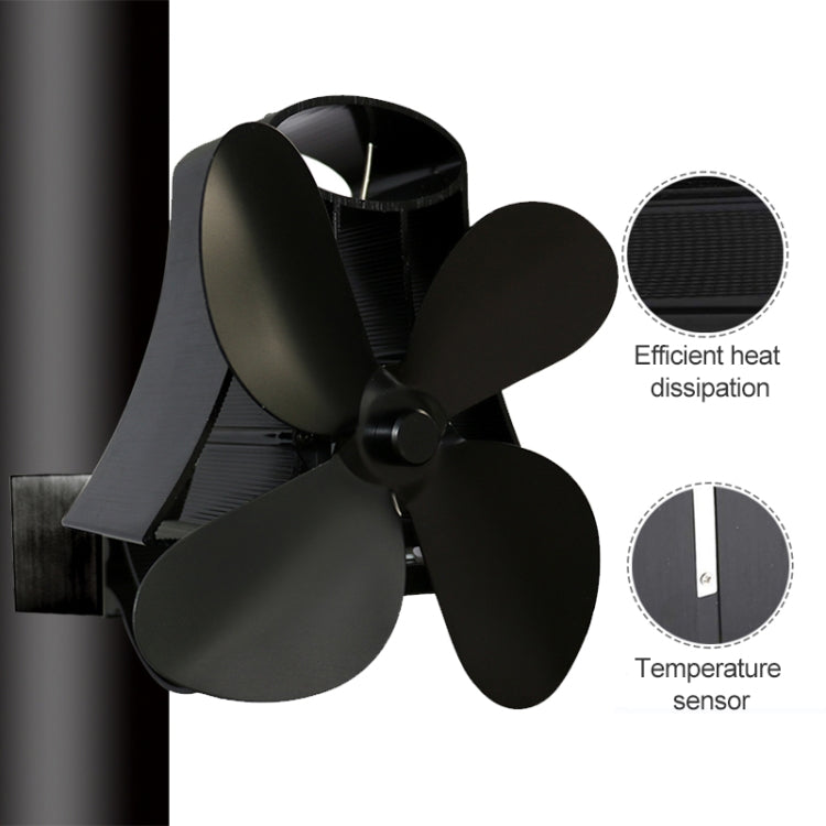 YL-105 4-Blade Aluminum Heat Powered Fireplace Stove Fan(Black) - Fireplace Fan by PMC Jewellery | Online Shopping South Africa | PMC Jewellery | Buy Now Pay Later Mobicred