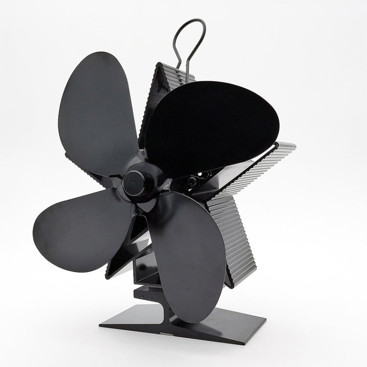 4-Blade Aluminum Heat Powered Fireplace Stove Fan (Black) - Fireplace Fan by PMC Jewellery | Online Shopping South Africa | PMC Jewellery | Buy Now Pay Later Mobicred