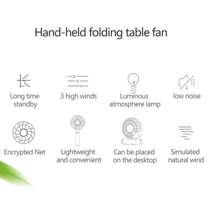 S2 Portable Foldable Handheld Electric Fan, with 3 Speed Control & Night Light (Sky Blue) - Electric Fans by PMC Jewellery | Online Shopping South Africa | PMC Jewellery | Buy Now Pay Later Mobicred