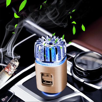 2 in 1 Car Negative-ion  Aromatherapy Air Purifier Humidifier + Dual USB Port Car Charger (Gold) - Air Purifier by PMC Jewellery | Online Shopping South Africa | PMC Jewellery | Buy Now Pay Later Mobicred