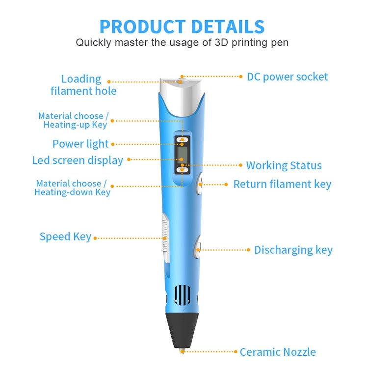 Hand-held 3D Printing Pen, USB Plug(Blue) - 3D Printer by PMC Jewellery | Online Shopping South Africa | PMC Jewellery | Buy Now Pay Later Mobicred