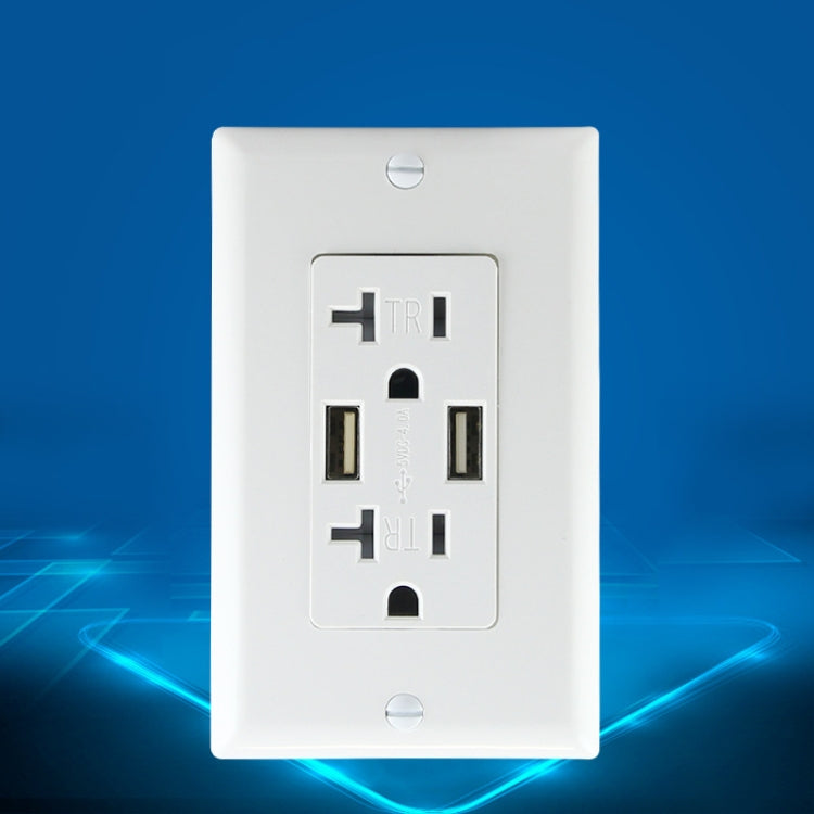 PC Double-connection Power Socket Switch with USB, US Plug, Square White UL 15A Leakage Protection Socket - free shipping - PMC Jewellery - Order now!