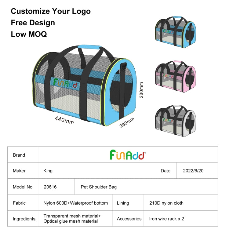 FUNADD Pet Travel Carrier Bag Shoulder Foldable Tote Bag(Grey) - Pet Storages & Bags by FunAdd | Online Shopping South Africa | PMC TechLife | Buy Now Pay Later Mobicred