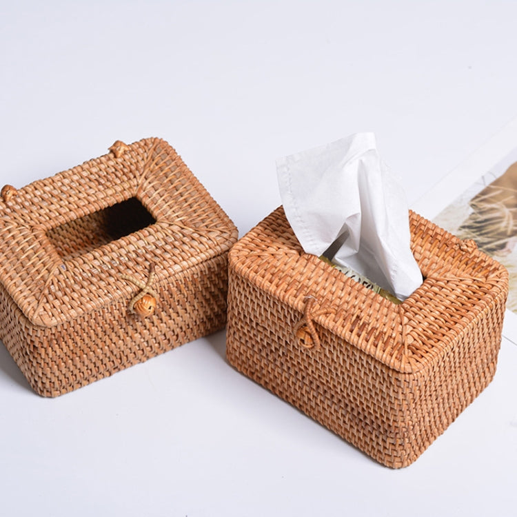 ZJH01 Square Shape Restaurant Desktop Rattan Braided Tissue Storage Box Case - Storage Boxes by PMc TechLife | Online Shopping South Africa | PMc TechLife | Buy Now Pay Later Mobicred
