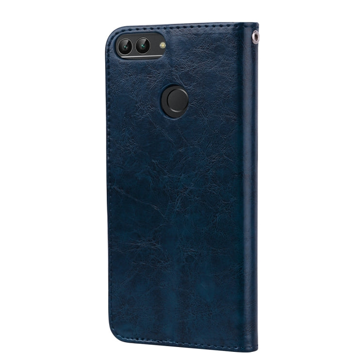 Business Style Oil Wax Texture Horizontal Flip Leather Case for Huawei P Smart / Enjoy 7S, with Holder & Card Slots & Wallet(Blue) - Huawei Cases by PMC Jewellery | Online Shopping South Africa | PMC Jewellery | Buy Now Pay Later Mobicred