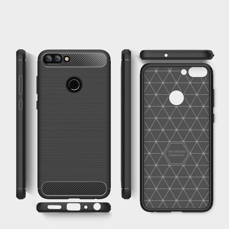 For Huawei  P smart / Enjoy 7S Brushed Texture Carbon Fiber Shockproof TPU Protective Back Case (Navy Blue) - Huawei Cases by PMC Jewellery | Online Shopping South Africa | PMC Jewellery | Buy Now Pay Later Mobicred