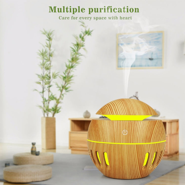 Wood Grain USB Hollowed-out Humidifier Seven Color Aromatherapy Lamp Automatic Alcohol Sprayer with Remote Control(Green) - free shipping - PMC TechLife - Order now!