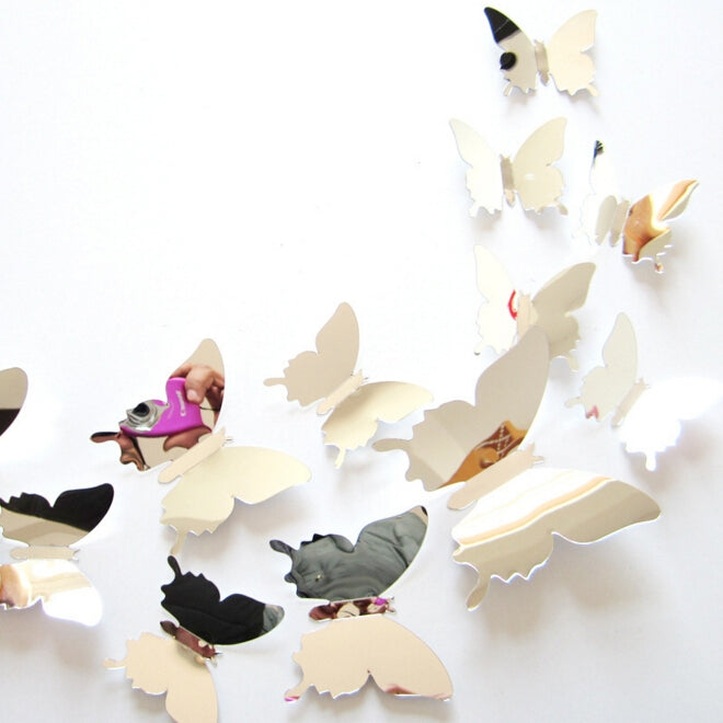 36 PCS Home Decoration Originality PC 3D Mirror Surface Butterfly Wall Paste - Decorative Mirrors by PMC TechLife | Online Shopping South Africa | PMC TechLife | Buy Now Pay Later Mobicred