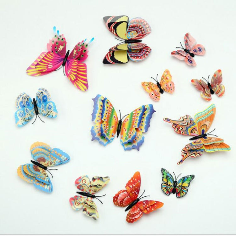 12pcs / Set Home Decoration Originality Double-deck PVC 3D Butterfly Wall Paste - Ornaments by PMC Jewellery | Online Shopping South Africa | PMC Jewellery | Buy Now Pay Later Mobicred