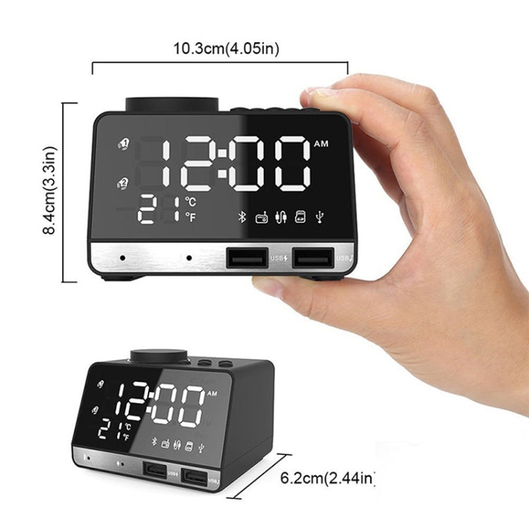K11 Bluetooth Alarm Clock Speaker Creative Digital Music Clock Display Radio with Dual USB Interface, Support U Disk / TF Card / FM / AUX, EU Plug(White) - Alarm Clocks by PMc TechLife | Online Shopping South Africa | PMc TechLife | Buy Now Pay Later Mobicred