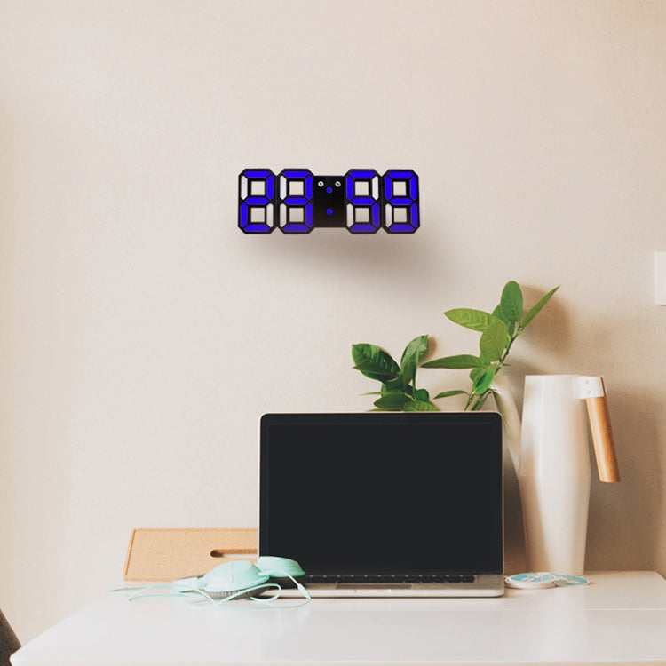 Multi-Function Large 3D LED Digital Wall Alarm Clock with Snooze Function, 12/24 Hours Display for Home, Kitchen, Office, DC 5V, CE Certificated(Blue) - Wall Clock by PMc TechLife | Online Shopping South Africa | PMc TechLife | Buy Now Pay Later Mobicred
