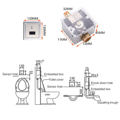 Recessed Wall in Type Flush Valve for Auto-induction Toilet, with Infrared Automatic Function DC - Smart Kitchen and Toilet by PMC Jewellery | Online Shopping South Africa | PMC Jewellery | Buy Now Pay Later Mobicred