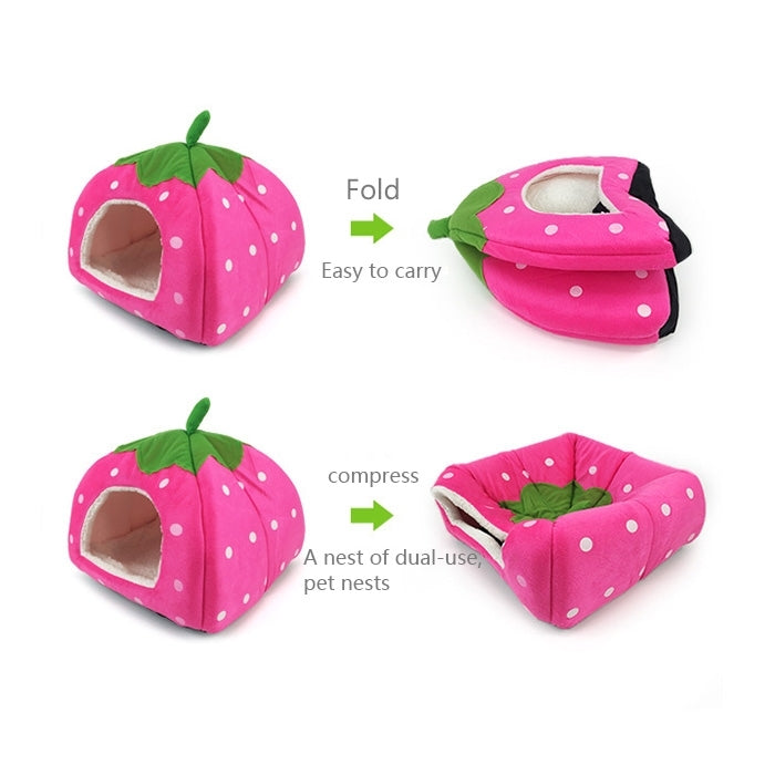 Strawberry Shaped Foldable Short Plush Pet House Nest, Size: S(Red) - Beds by PMC TechLife | Online Shopping South Africa | PMC TechLife