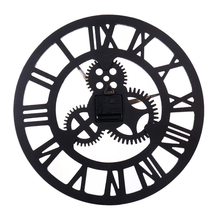 Retro Wooden Round Single-sided Gear Clock Rome Number Wall Clock, Diameter: 35cm(Gold) - Wall Clock by PMc TechLife | Online Shopping South Africa | PMc TechLife | Buy Now Pay Later Mobicred