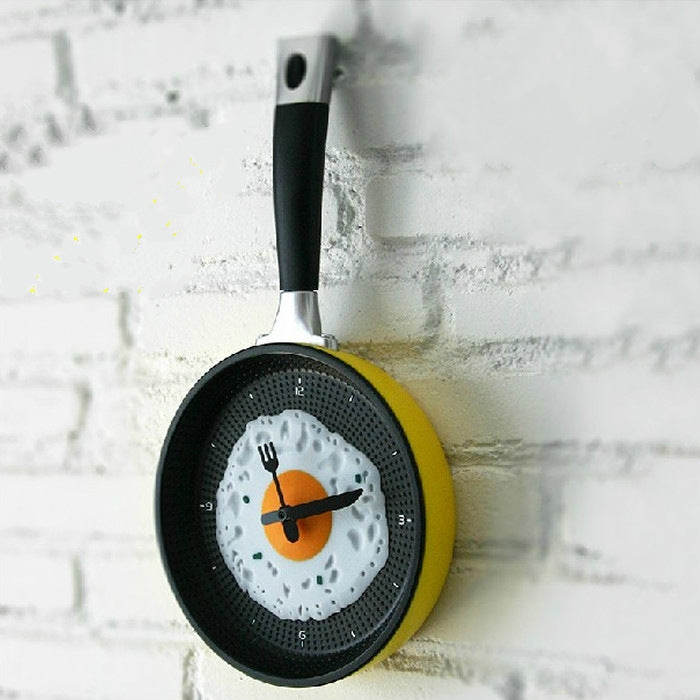 Fried Egg Pan Shape Creative Living Room Decorative Wall Clock (Yellow) - Wall Clock by PMc TechLife | Online Shopping South Africa | PMc TechLife | Buy Now Pay Later Mobicred