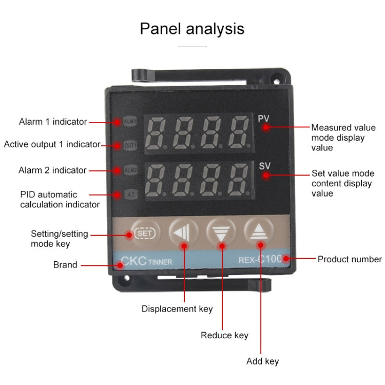 REX-C100 Thermostat + Thermocouple + SSR-10 DA Solid State Module Intelligent Temperature Control Kit - Components Kits by PMC Jewellery | Online Shopping South Africa | PMC Jewellery | Buy Now Pay Later Mobicred