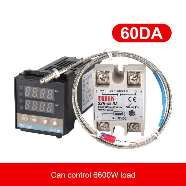 REX-C100 Thermostat + Thermocouple + SSR-60 DA Solid State Module Intelligent Temperature Control Kit - Components Kits by PMC Jewellery | Online Shopping South Africa | PMC Jewellery | Buy Now Pay Later Mobicred