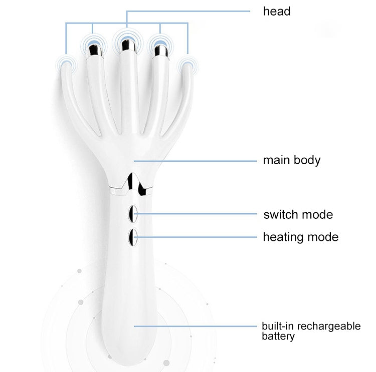 Mini Portable Rechargeable Multifunctional Head Massager Massage Comb (White) - free shipping - PMC TechLife - Order now!