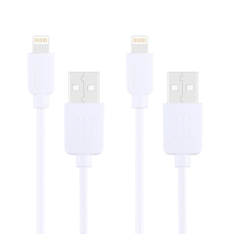 2 PCS HAWEEL 1m High Speed 8 pin to USB Sync and Charging Cable Kit for iPhone, iPad(White) - Normal Style Cable by PMC Jewellery | Online Shopping South Africa | PMC Jewellery | Buy Now Pay Later Mobicred