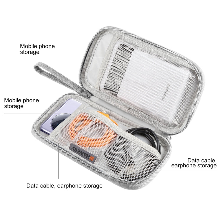 HAWEEL Electronic Organizer Storage Bag for Cellphones, Power Bank, Cables, Mouse, Earphones(Grey) - Digital Storage Bag by HAWEEL | Online Shopping South Africa | PMC TechLife | Buy Now Pay Later Mobicred