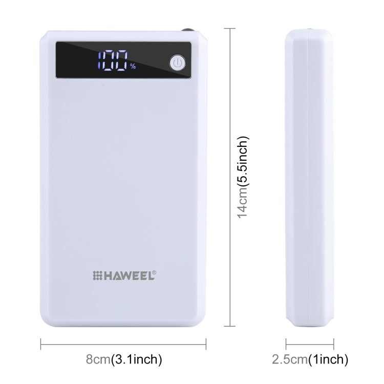 HAWEEL DIY 6 x 18650 Battery 24W Fast Charge Power Bank Box Case with Display, Not Include Battery (White) - Power Bank Box by HAWEEL | Online Shopping South Africa | PMC Jewellery | Buy Now Pay Later Mobicred