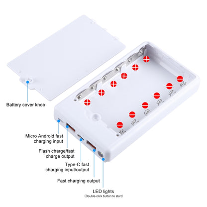 HAWEEL DIY 6 x 18650 Battery 24W Fast Charge Power Bank Box Case with Display, Not Include Battery (White) - Power Bank Box by HAWEEL | Online Shopping South Africa | PMC Jewellery | Buy Now Pay Later Mobicred